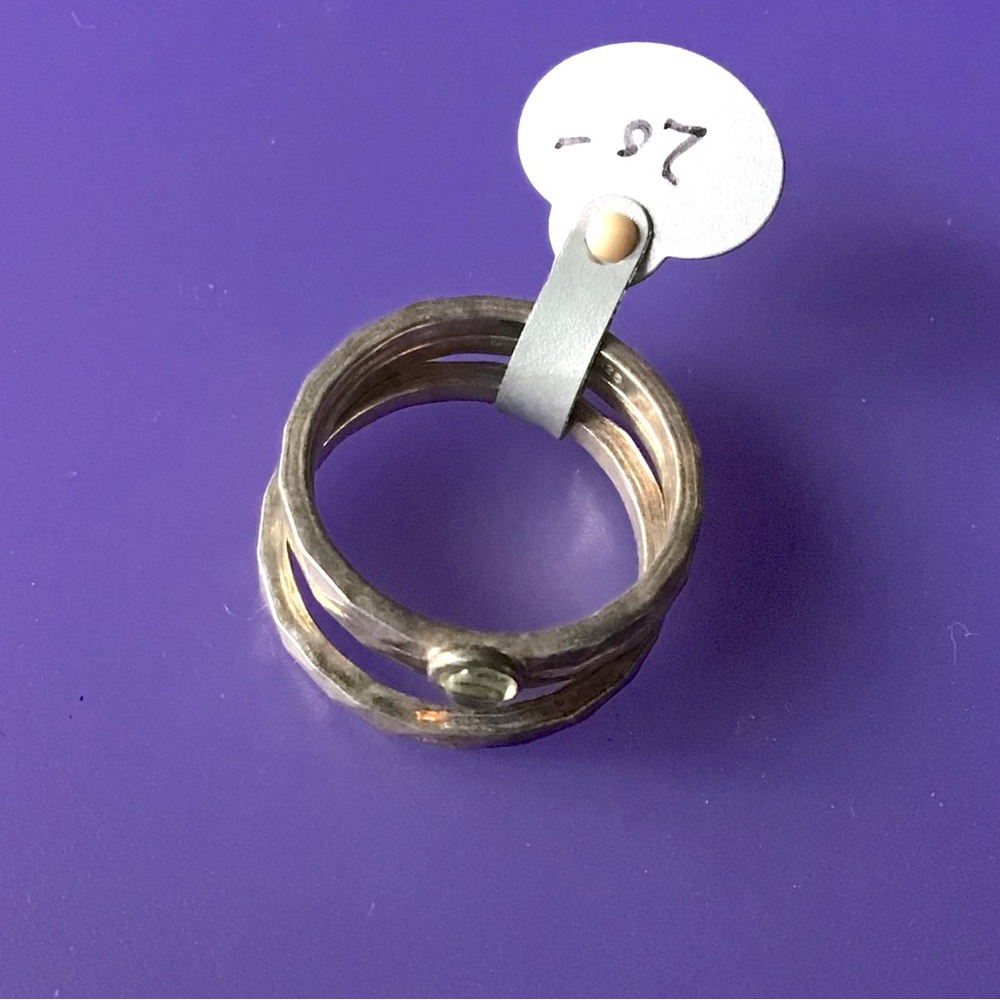 Sterling Silver Triple Ring with Gemstone
